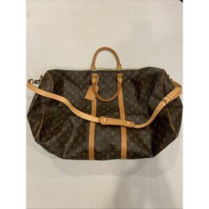 Louis Vuitton Brown Coated Canvas Keepall 60 Travel Duffle Bag FL0060